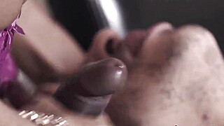Ebony tgirl cums in mouth
