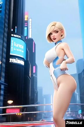 Isabelle Dupond cyberpunk city show video (Ai model)