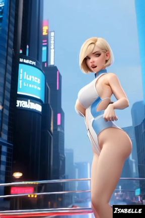 Isabelle Dupond cyberpunk city show video (Ai model)