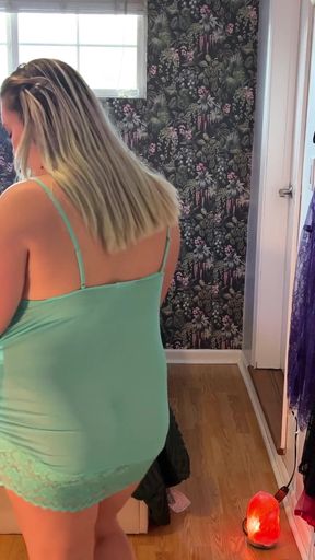 Pussy Flashing &amp; Close ups - Curvy YouTuber Try on Haul in Transparent Dresses   Clip 1