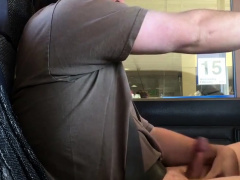 Horny Guy Bustin A Nut at the Bank ( Hands free Public Cum )