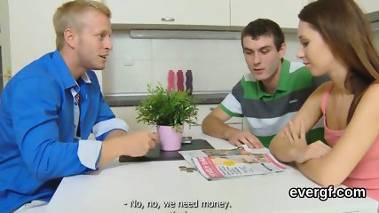 Poor bf allows sexy mate to ride his lover for dollars