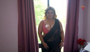 big boobs black saree - tora rai