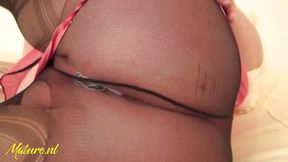 German Mature BBW Shows Off Her Big Boobs & Fat Ass While Rubbing Her Pussy