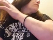 Intense smoking inhales,  sexy red head, playing with big titties/smoking fetish
