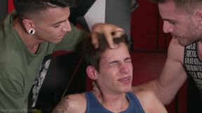 Young guy wrecked to fuck by rough XL-tops