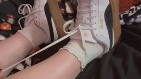 Taking off stinky shoes and socks