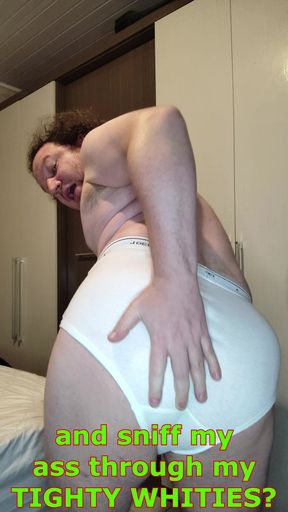 Verbal tease and cum in white Jockey Y-front full rise briefs