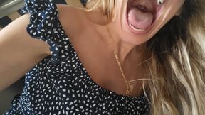 Wake up blue dress yawns