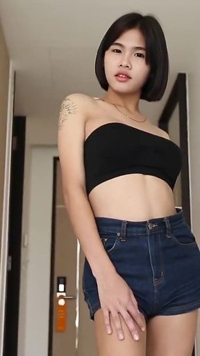 Ladyboystar - Young Short-haired Ladyboy Loves Posing for My Camera