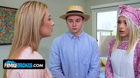 Babes Share Big Cock in Steamy Threesome