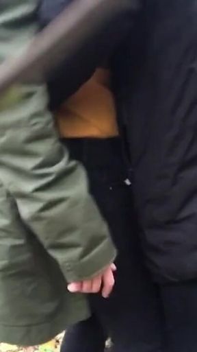 Blonde in the Forest Fucks Standing up with a Stranger on Camera
