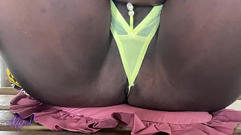 Exhibitionist couple recorded a public thong flash at a beach corner