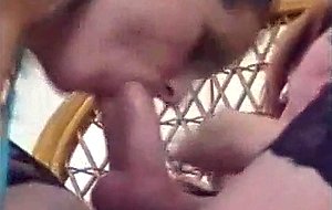 Old fart eats a tranny in threesome