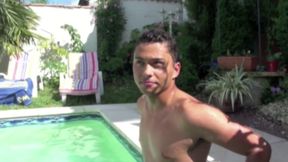 Straight Latino twink fuck a gay near the swimming pool