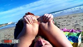 redhead anal fucking and squirting at the beach