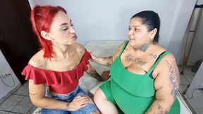 BBW KISSING SKINNY GIRL