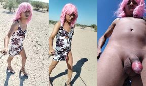 Cute femboy strips naked in public heels big ass fucked raw