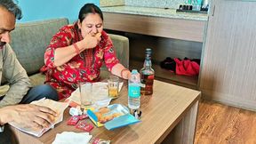 Indian couple intimate in hotel room