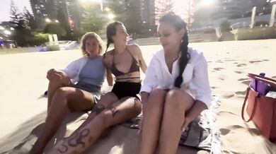 Four British backpackers get loaded then creamed in Aussie hostel gangbang