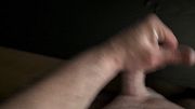 Old man masturbating his hard cock and cumming on his computer desk