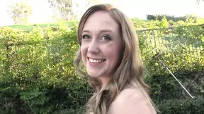 Hot BBW redhead shows off her camel toe and gets a facial