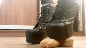 mistress goddes cock balls punishment heels leather metal shoes