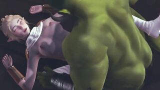 Orc creampie on the body of a adorable elf