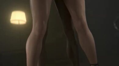Squirming heels squeals as doggy style fucks Lara Croft panties soaked tight