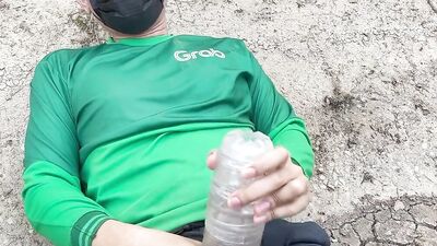 Big cock with sex toy outdoor.