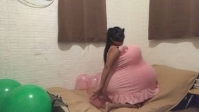 Balloon Stuffing & Sit-to-Pop Combo in Pink Dress