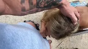 Big Tits MILF Spitroasted and Facialized in Rough Beach Threesome