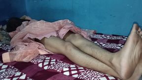 Picking up the saree and hitting the sister-in-law's pussy