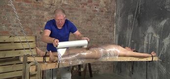 Bound Twink Justin Gets a Handjob From His Mature Master