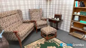 DIRTY OLD BASTARD: Greedy receptionist gets pushed onto office chair