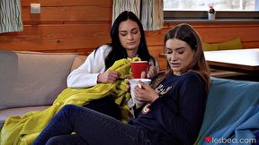 young lesbians snuggle up together