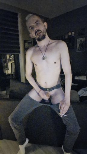 Gay Guy Wanking and Smoking