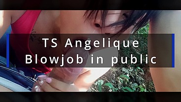 TS Angelique - Blowjob in public