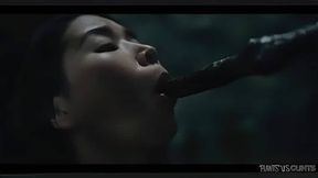 Big tits Rikako Katayama got her pussy creampied by big Black Plant Tentacles