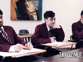 Blond Aged Teacher Getting Group-fucked In The Classroom