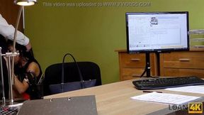 LOAN4K Adventurous clerk lures a hottie into riding him on the table