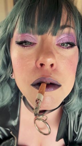 BBW Mistress Tina Snua In Leather &amp; Gloves Smokes 2 Cork Cigarettes - Gloved Smoking Mistress   Clip 2