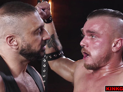 Marco Dominates Troy in Rubber Singlet, Rope and CBT BDSM Scene