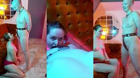 faeriewillow delights in teasing me while i am locked securely in my steel chastity belt and scarlotrose enjoys the show whil...