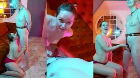 faeriewillow delights in teasing me while i am locked securely in my steel chastity belt and scarlotrose enjoys the show whil...