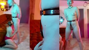 faeriewillow delights in teasing me while i am locked securely in my steel chastity belt and scarlotrose enjoys the show whil...