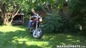 Alluring hottie Zack Lemec solo jerks his savory dick outdoors