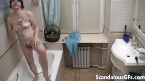 ”My chick subtly using the shower cable to pleasure herself”