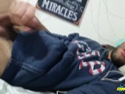 Jerking my big cock with a huge cum shot and eating my cum - Camilo Brown