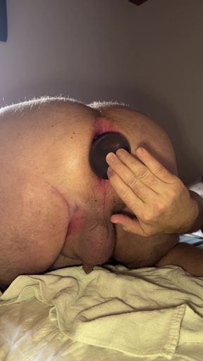 Grandpa fucking with a dildo and sucking sound